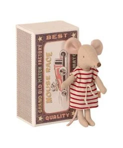 Maileg Big Sister Mouse In Matchbox Striped Dress