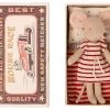 Maileg Big Sister Mouse In A Matchbox - Red Stripe Dress