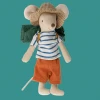 Maileg Blue and Cream Stripe T-Shirt Big Brother Hiker Mouse