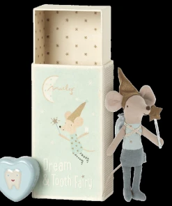 Maileg Tooth Fairy Mouse In Matchbox Blue