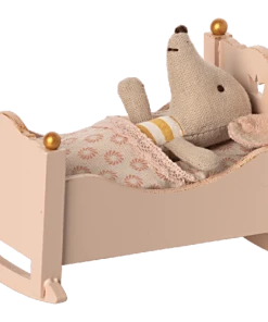 Maileg Cradle, Baby Mouse - Rose