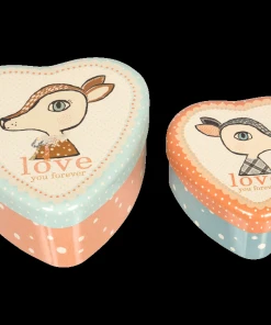 Maileg Bambi Metal Heart Tins Set Of 2