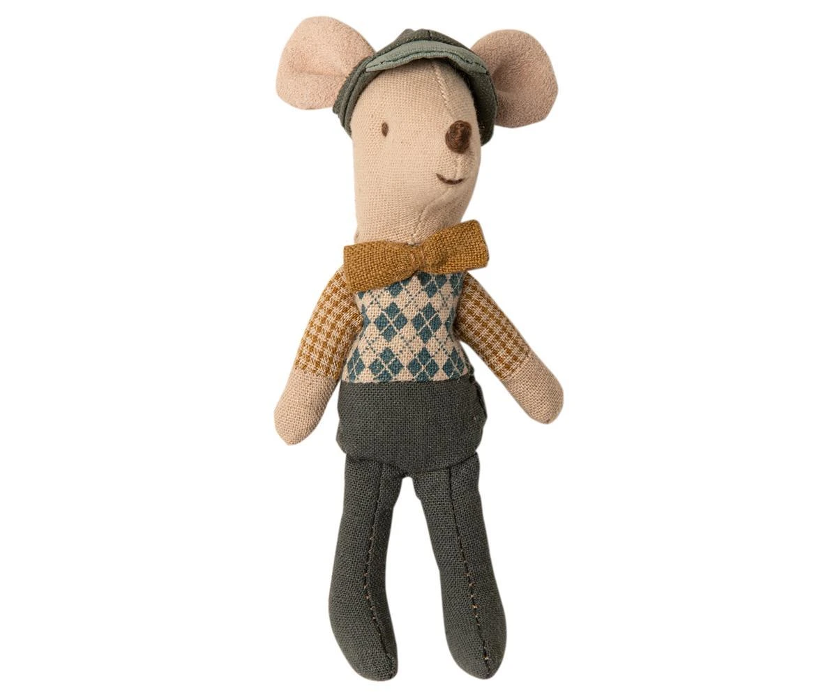 Maileg Christmas Mouse Car With Garage Blue