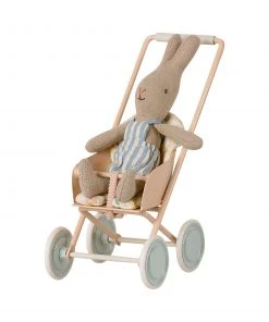 Maileg Micro Mice or Rabbits Stroller - Sky Blue
