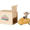 Maileg Little Brother Mouse with Yellow Car and Garage