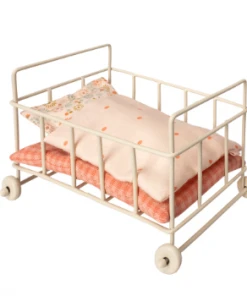 Maileg Micro Off White Metal Baby Crib with Set