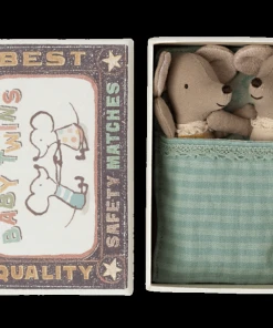 Maileg Baby Girl and Boy Twin Mice in Matchbox