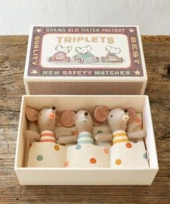 Maileg Baby Mice Triplet Toys In Matchbox