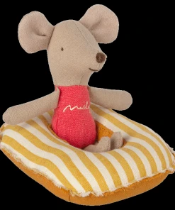 Maileg Rubber Boat Small Mouse Yellow Stripe