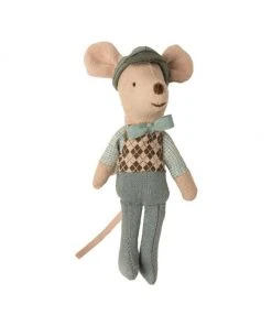 Maileg Mouse with Blue Car and Garage