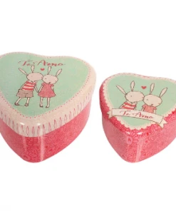 Maileg Set of 2 Mini Metal Lovely Heart Boxes
