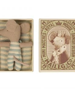Maileg Baby Mouse, Sleepy/Wakey in Box - Stripy Boy
