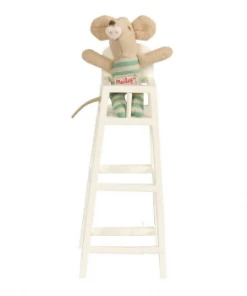 Maileg White Wooden High Chair with Small Carved Heart