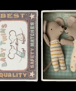 Maileg Baby Girl and Boy Twin Mice in Matchbox