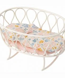 Maileg White Metal Crib with Sleeping Bag