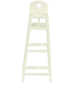 Maileg White Wooden High Chair with Small Carved Heart
