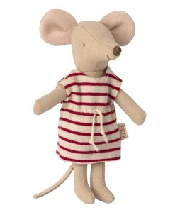 Maileg Big Sister Mouse in Matchbox Red & White Stripes