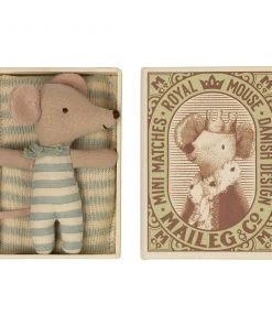 Maileg Baby Mouse, Sleepy/Wakey in Box - Stripy Boy