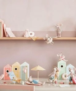Maileg Little Sister Mouse In Her Beach Cabin Toy