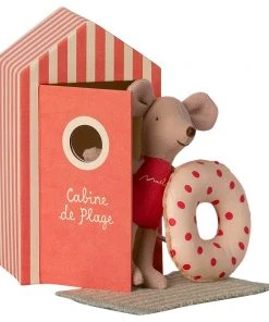 Maileg Little Sister Mouse In Her Beach Cabin Toy